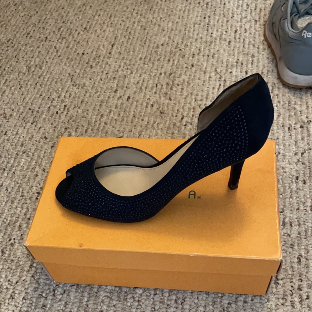 Navy blue peep toe heels